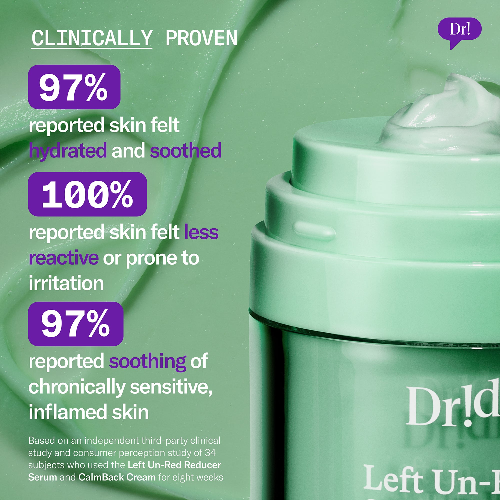 Clinical results using Left Un-Red CalmBack Cream + Reducer Serum