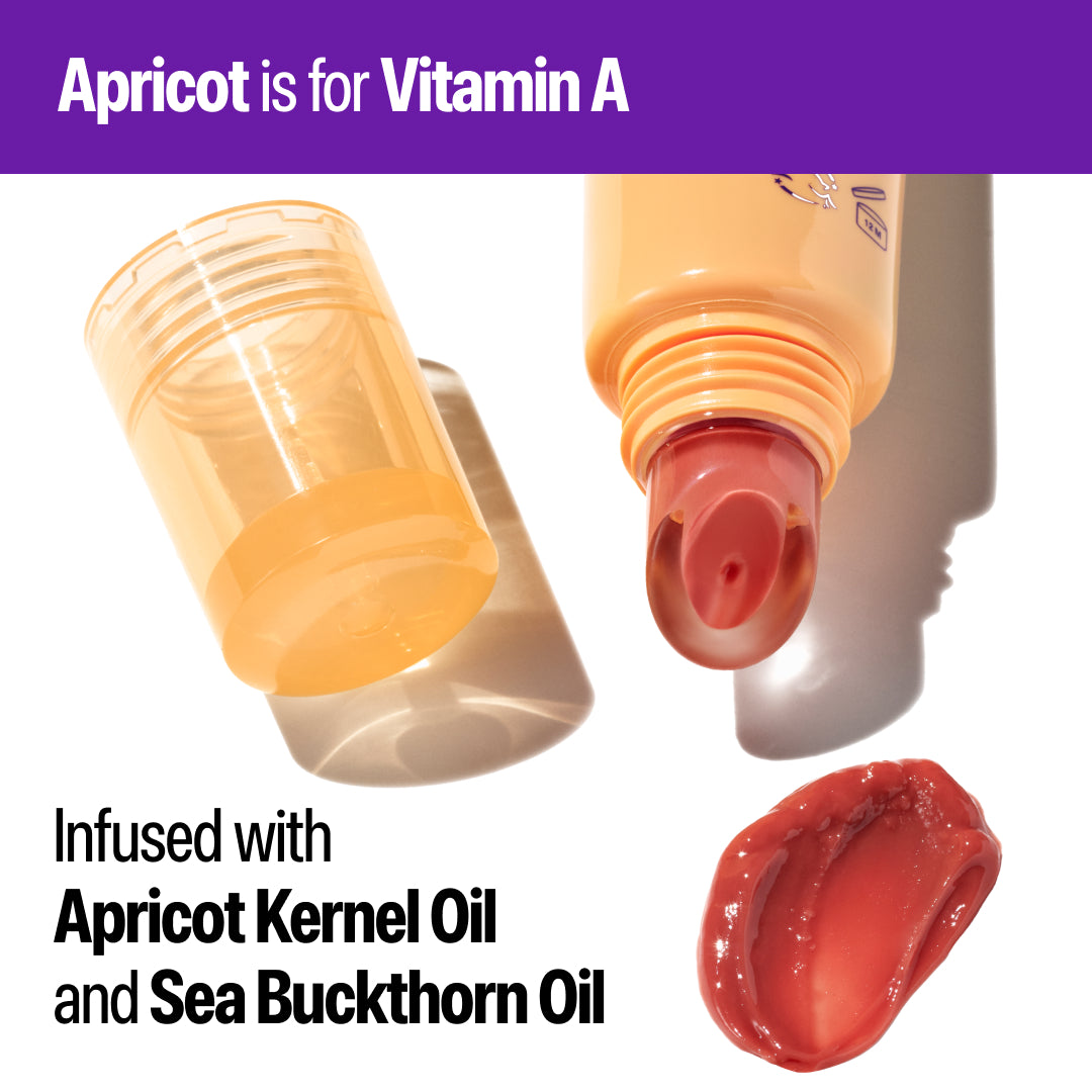 ingredient callouts featuring apricot kernel oil and sea buckthorn oil