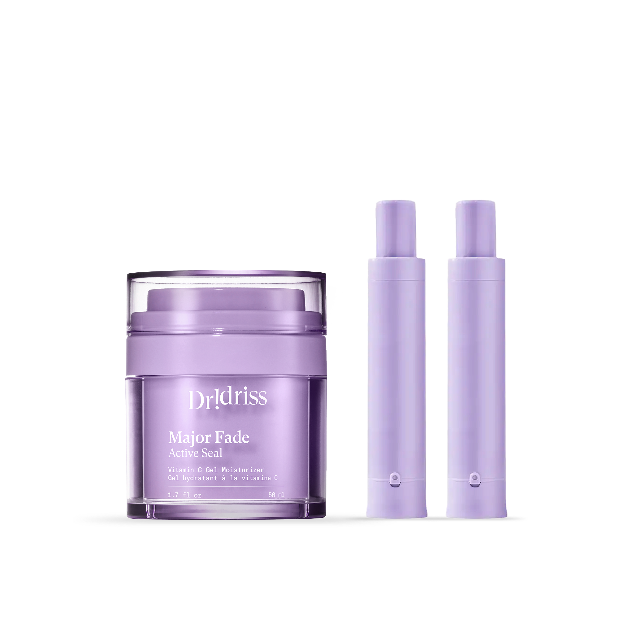 Dr. Driss skincare set with the Major Fade Active Seal and Hyper Serum Refills