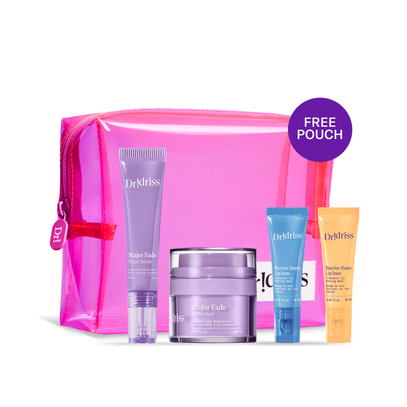 Main shot of the Dr. Idriss Build Your Own Mini bundle featuring your favorite Dr. Idriss minis, includes a FREE pink Jelly Pouch