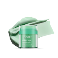 Left Un-Red CalmBack Cream soothing moisturizer jar with green cream texture swipe