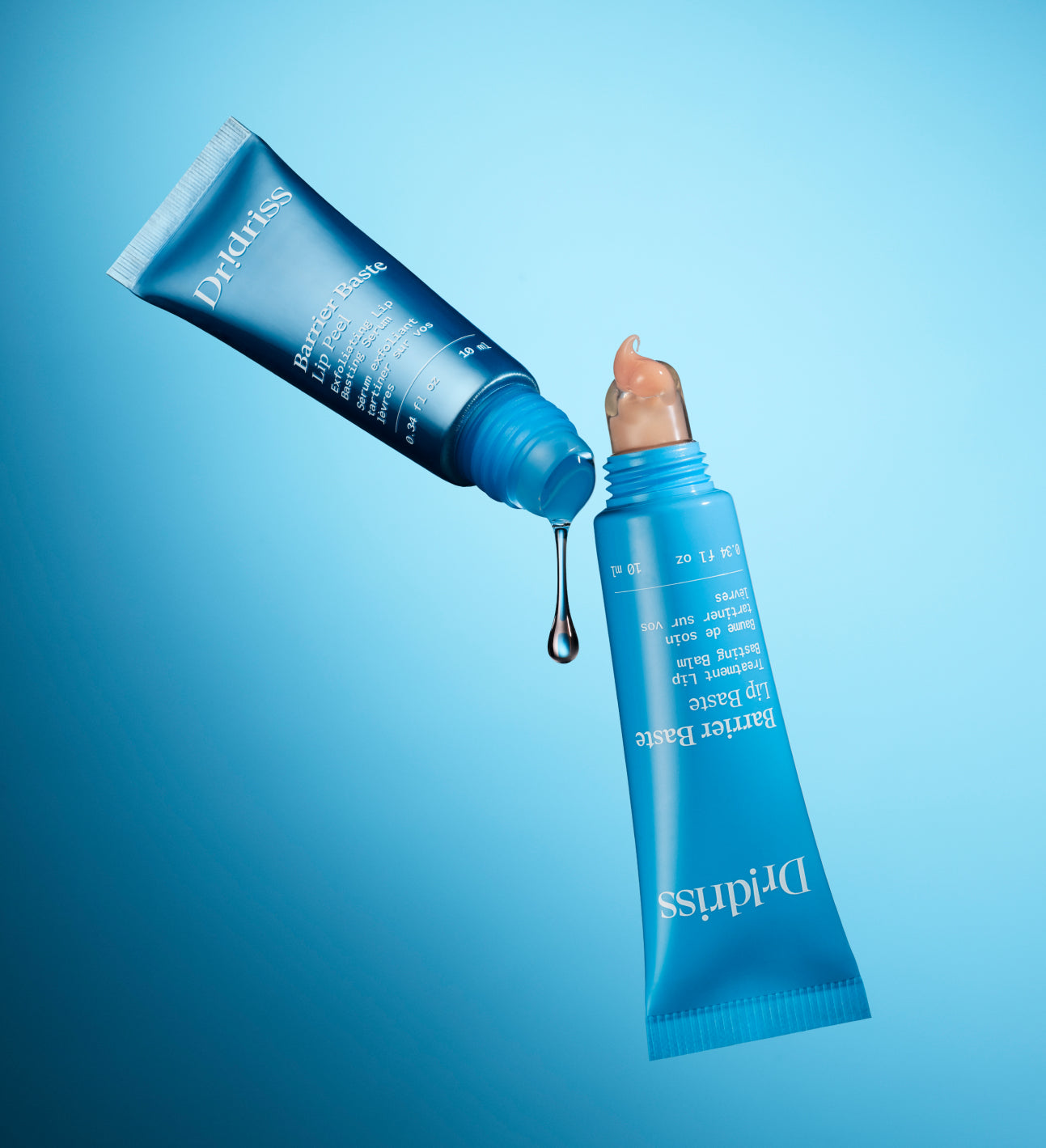 Barrier Baste Lip Basting Duo against a blue backdrop.