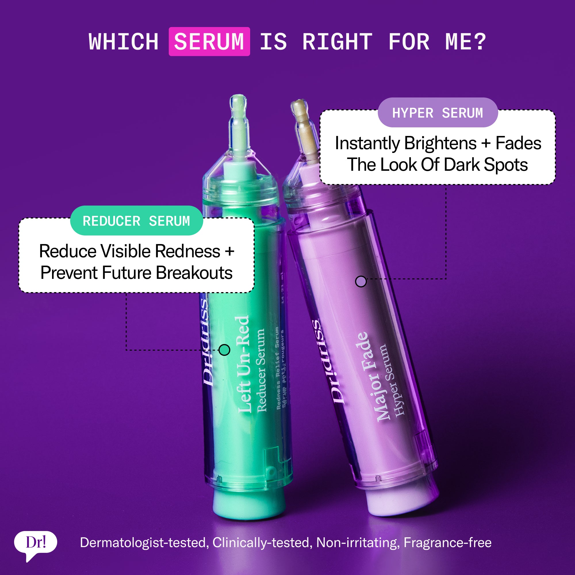 Comparing the Left Un-Red Reducer Serum to the Major Fade Hyper Serum