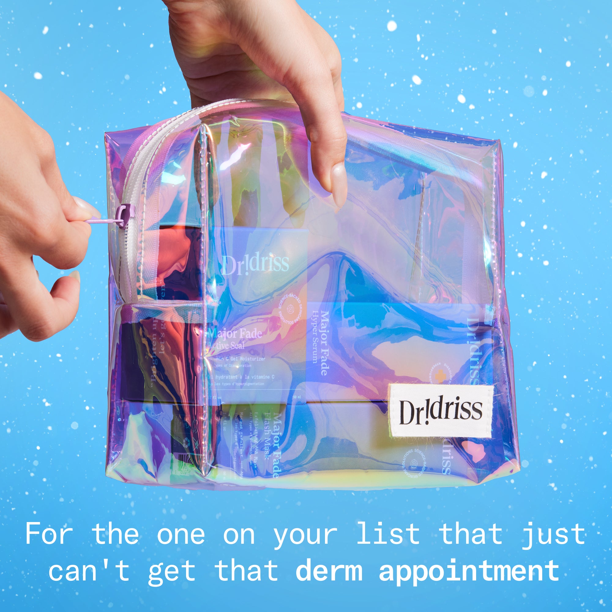 a shot of the products in the holiday pouch