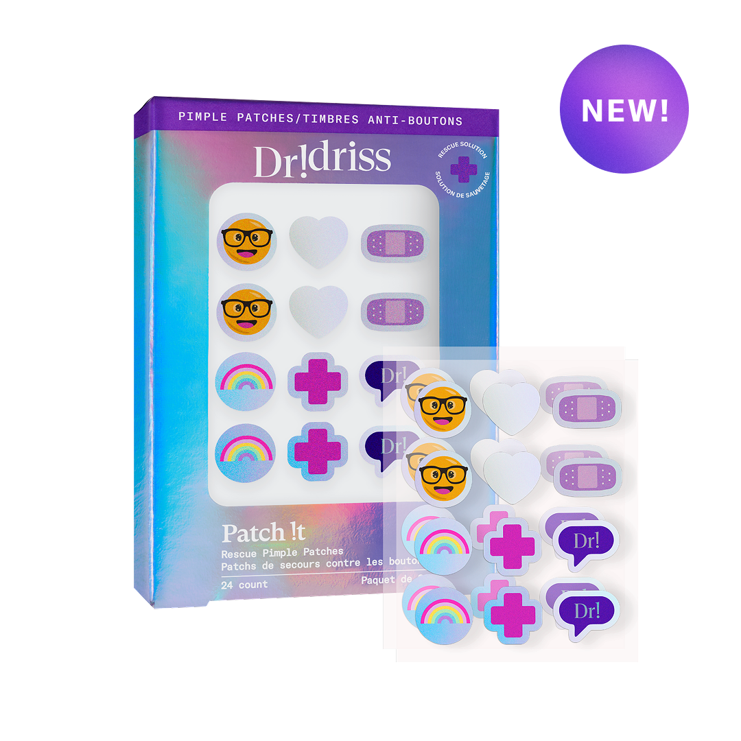 Patch It Rescue Pimple Patches pack shot, showing the pimple patches inside and outside of the box.