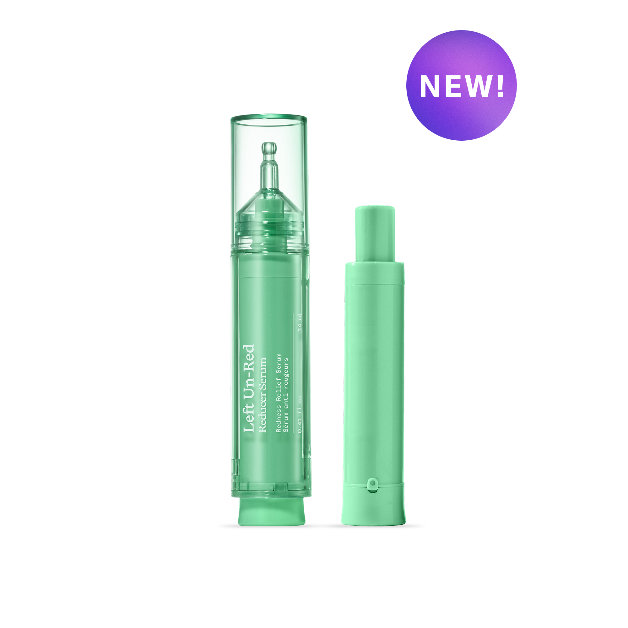 Left Un-Red Reducer Serum by Dr. Idriss in green airless pump packaging