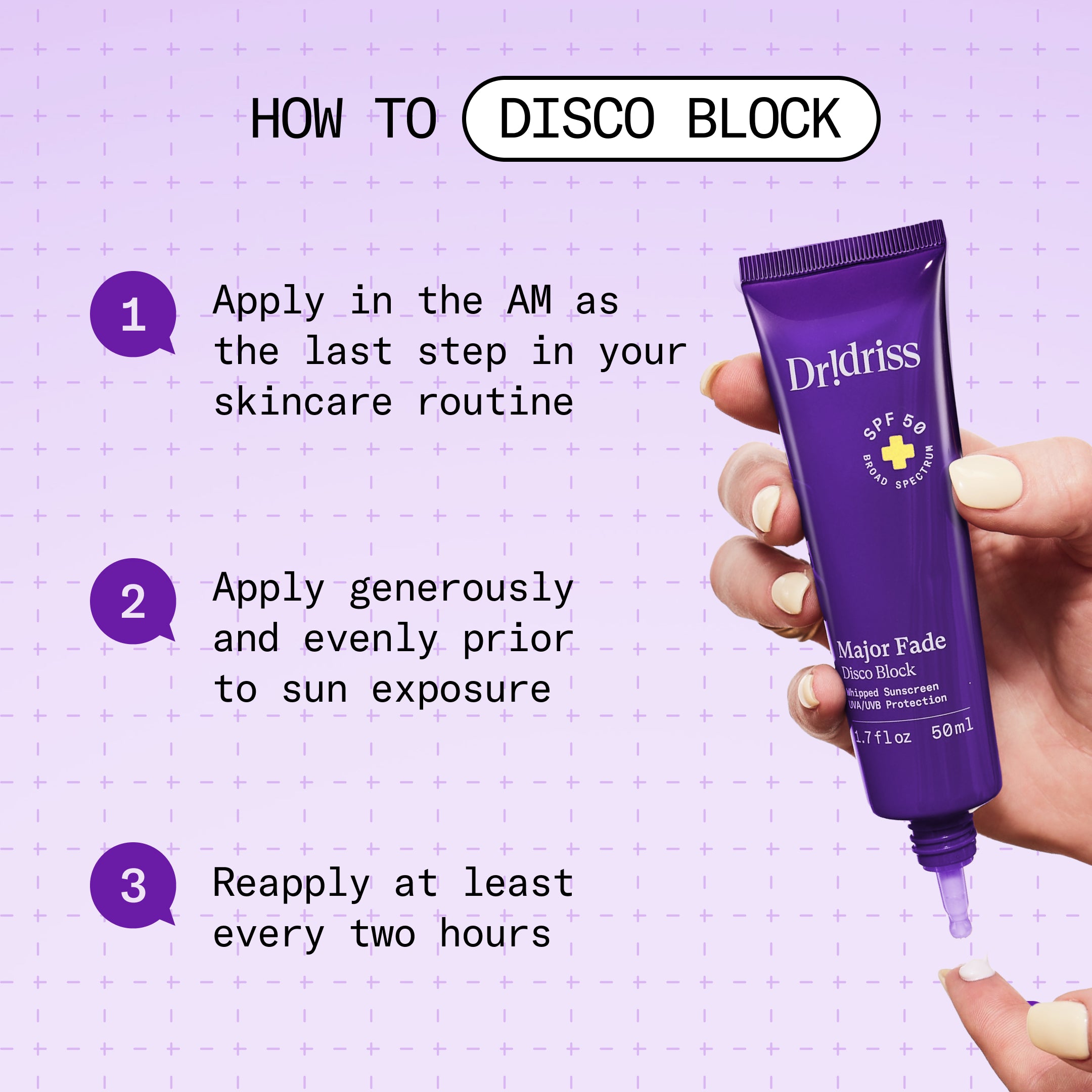 How to Disco Block - apply in the AM, apply generously, and reapply at least every two hours.