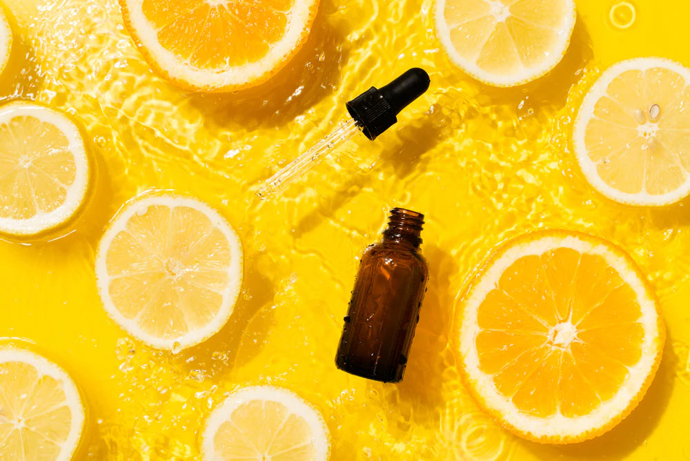 Vitamin C ester shown as oranges