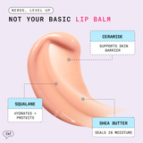 Diagram showing product goop, ingredient callouts, and texture of Barrier Baste Lip Baste