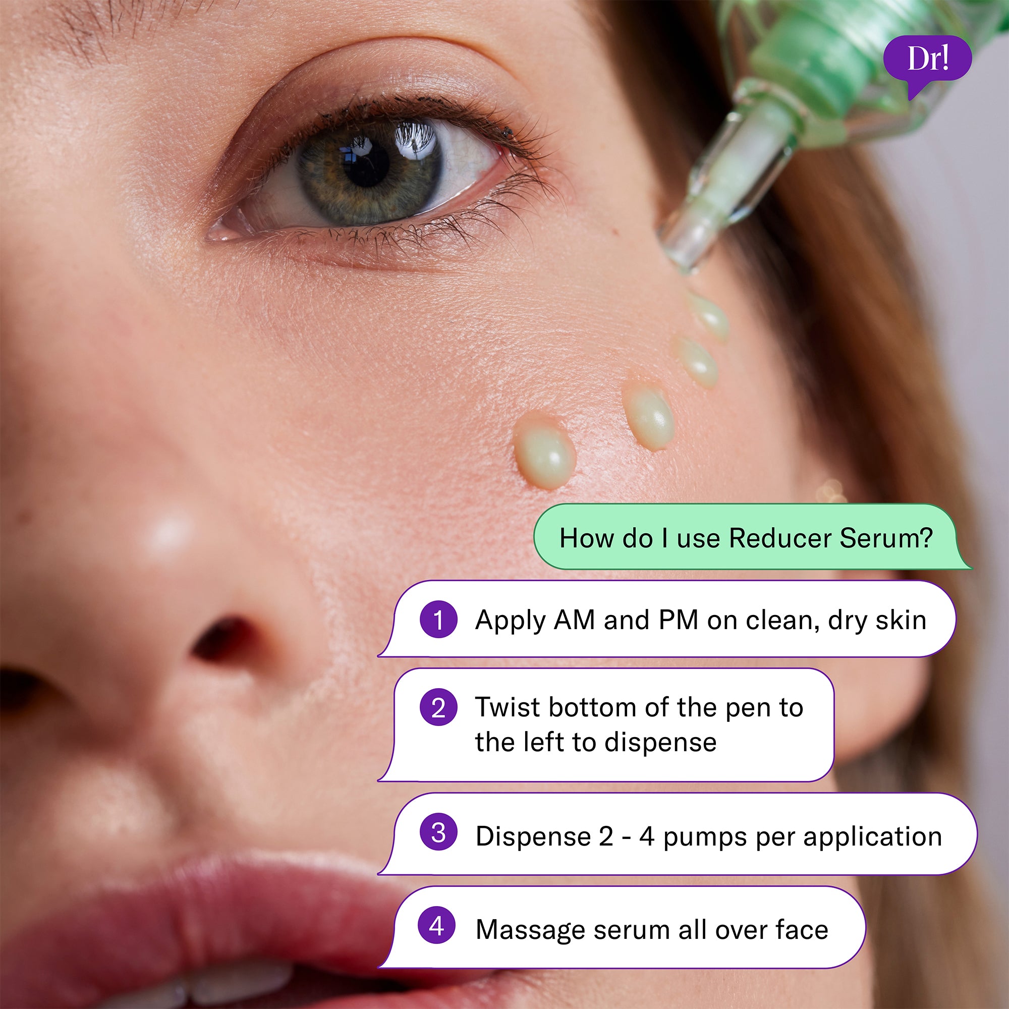 How to apply Left Un-Red Reducer Serum using twist-to-dispense applicator