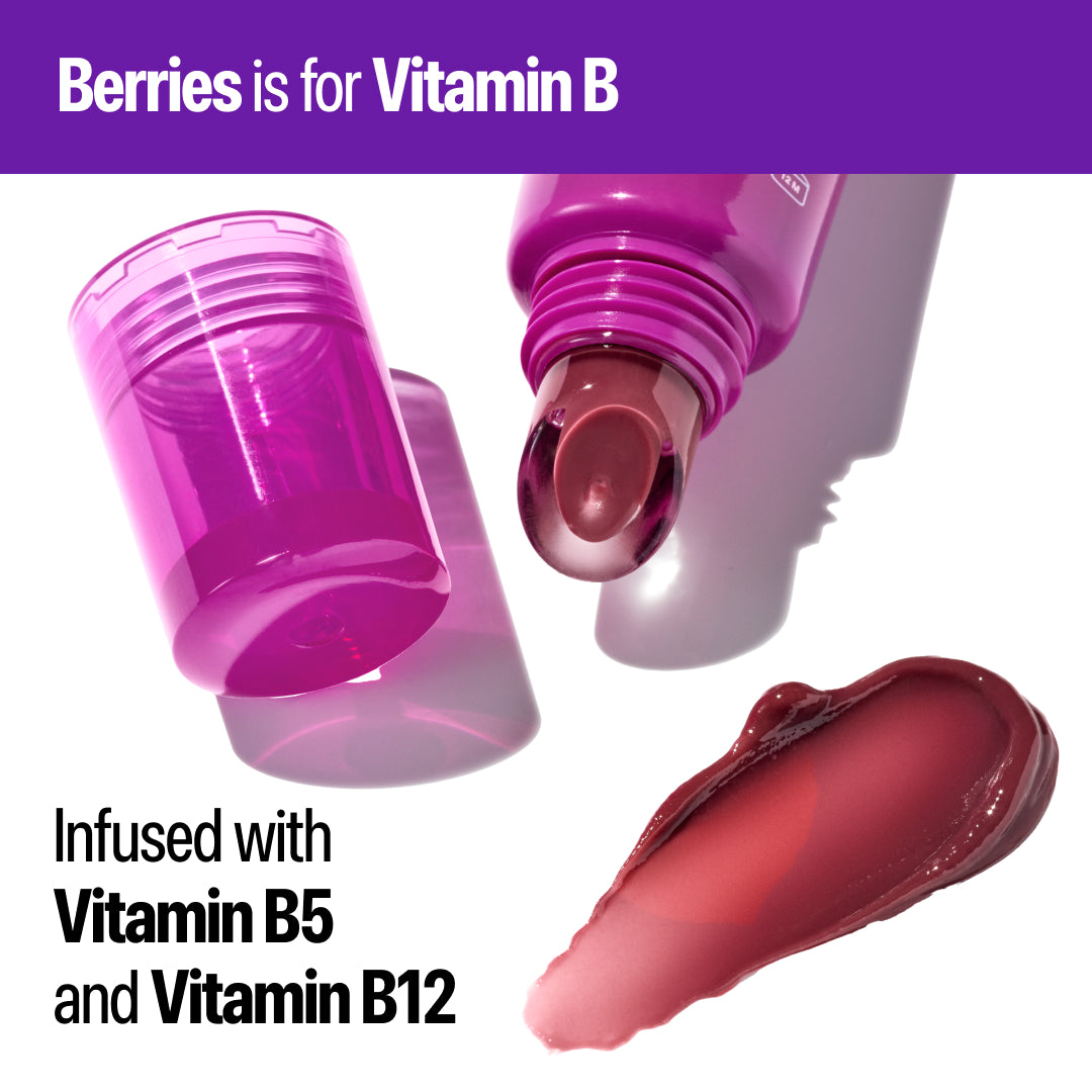 Ingredient callouts for Vitamin B5 and Vitamin B12