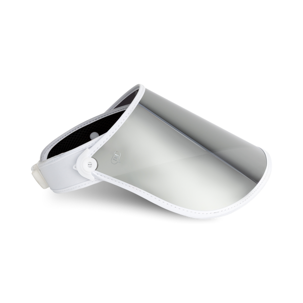 The limited edition Dr. Idriss x Bluestone Sunshields Major Shade Full Lux Sunshield in white - side view