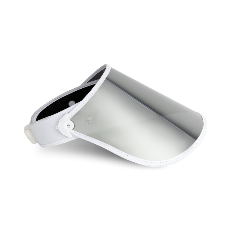 The limited edition Dr. Idriss x Bluestone Sunshields Major Shade Full Lux Sunshield in white - side view