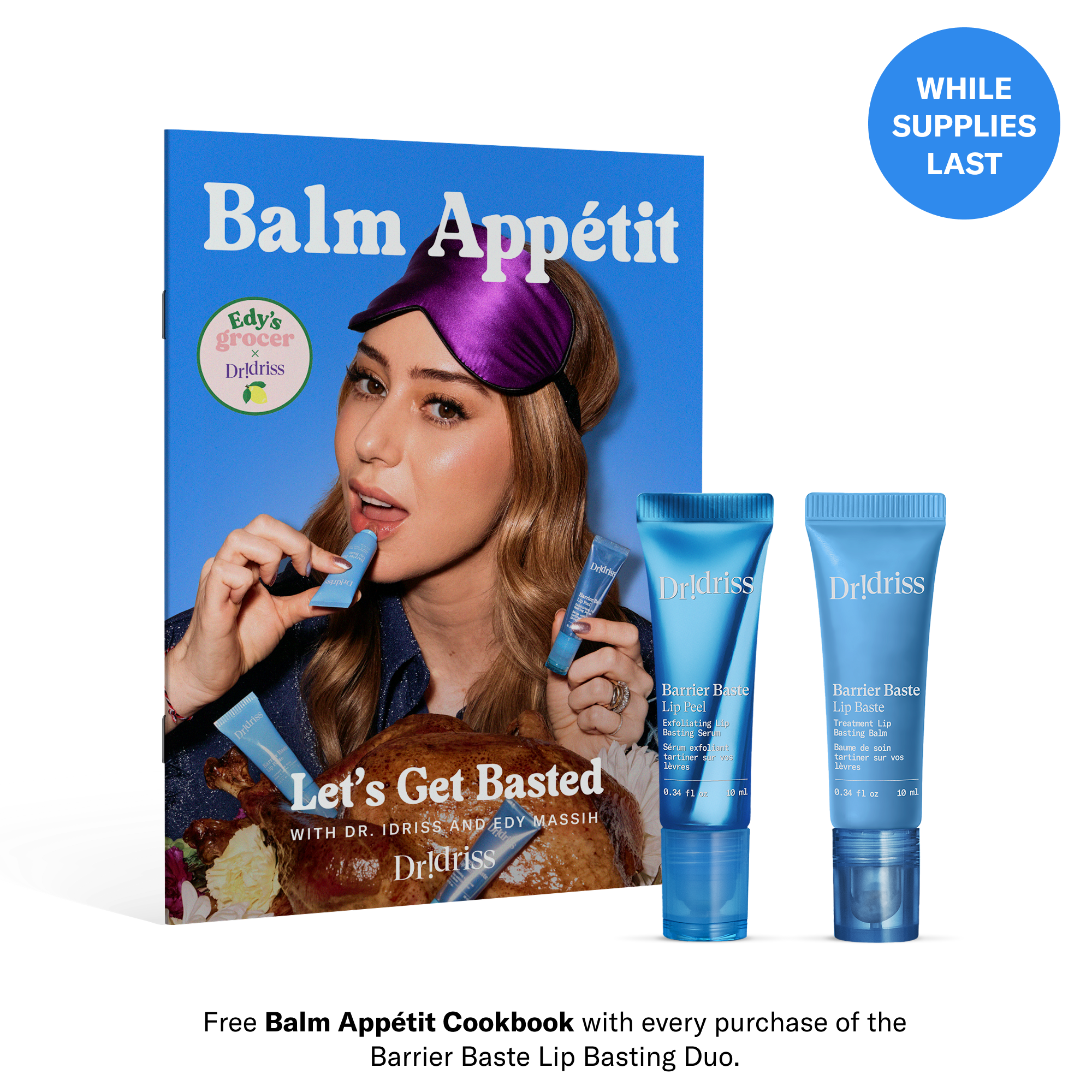 For a limited time, receive a free Balm Appétit cookbook with your purchase of the Lip Basting Duo.