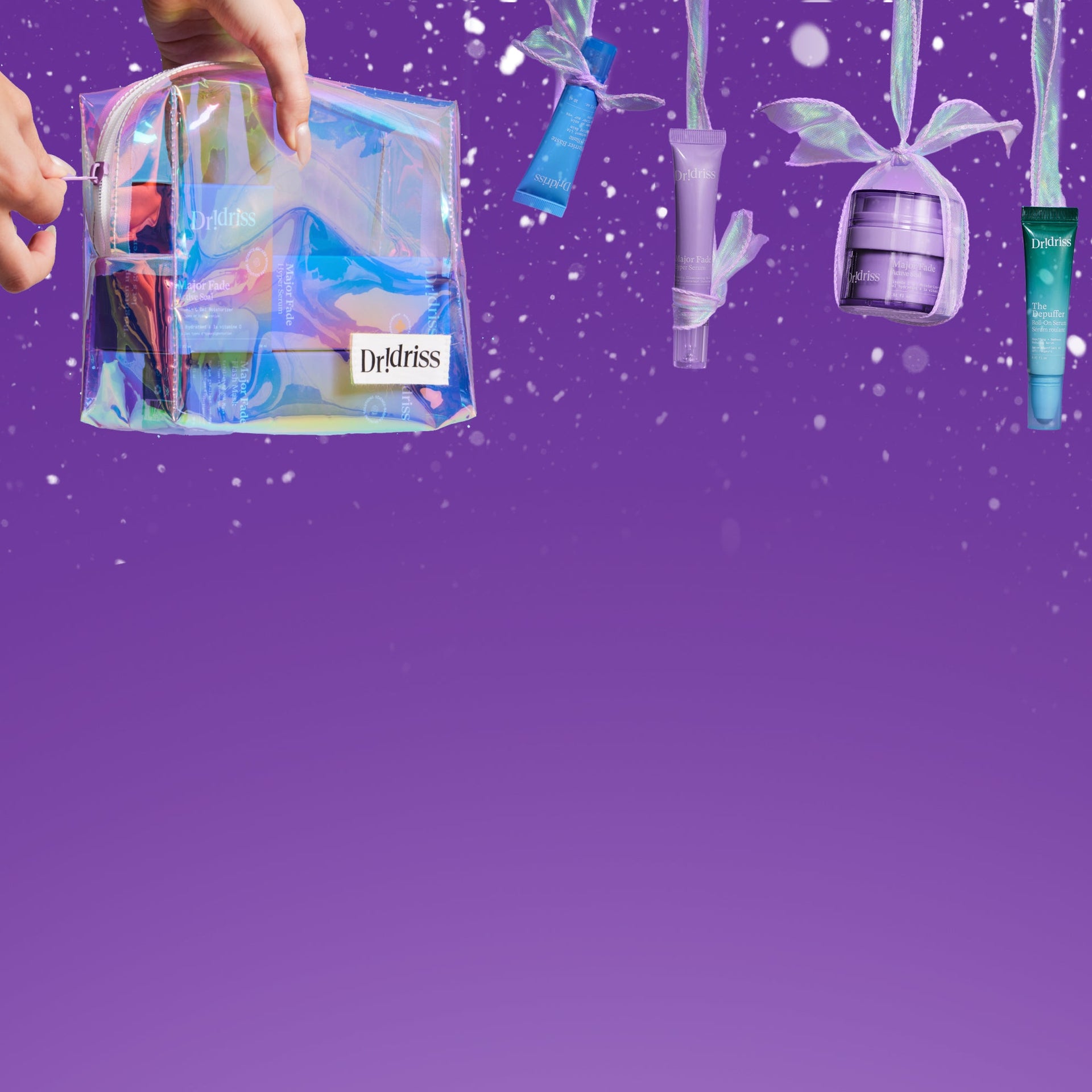 Our most popular products hanging by ribbon - our Holiday Sets are now here.