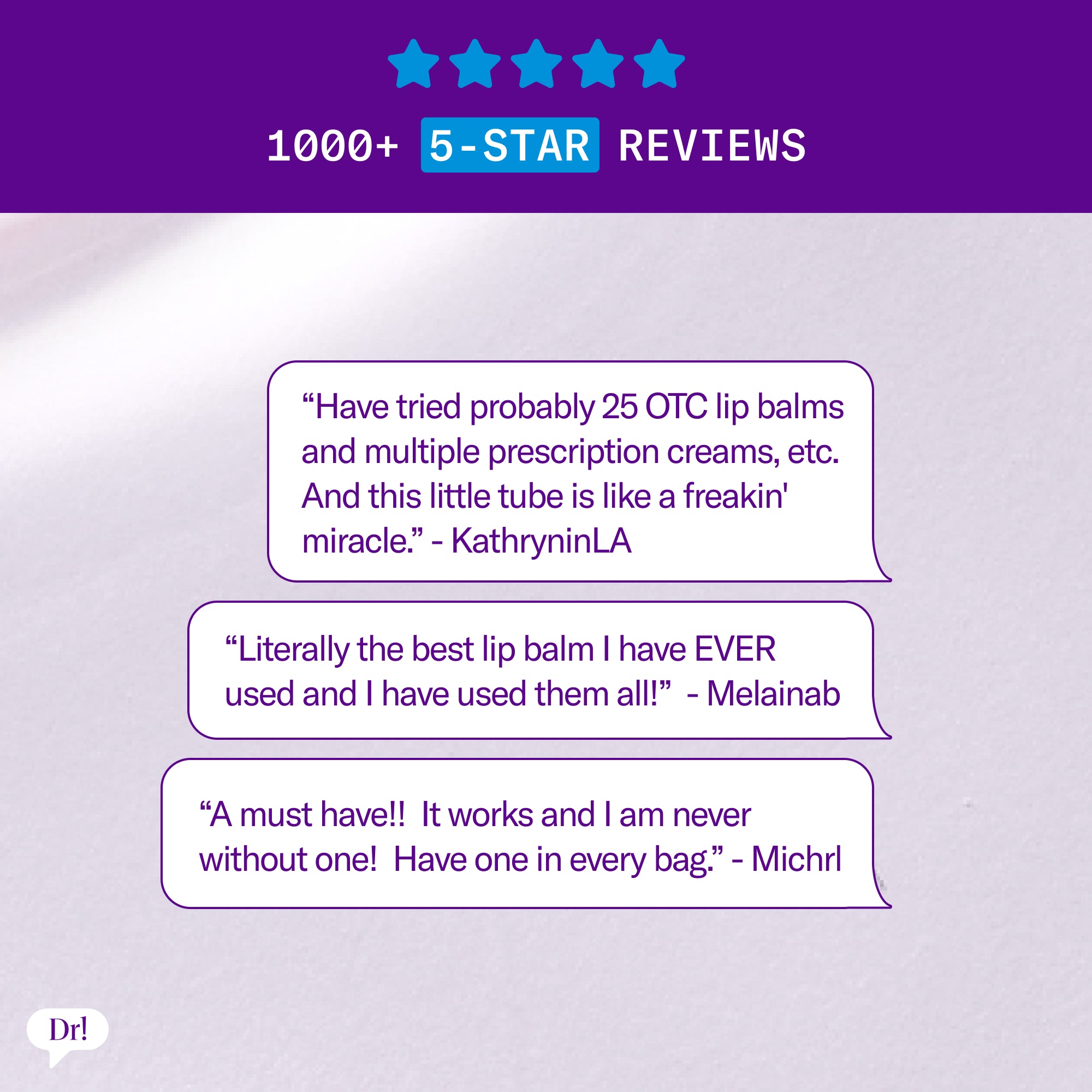 Customer reviews for Barrier Baste Lip Baste highlighting hydration and relief for dry lips.