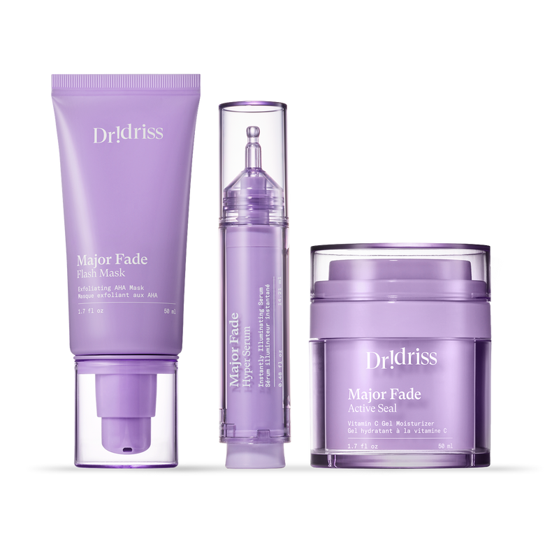 Product shot of the solution system featuring flash mask, hyper serum and active seal