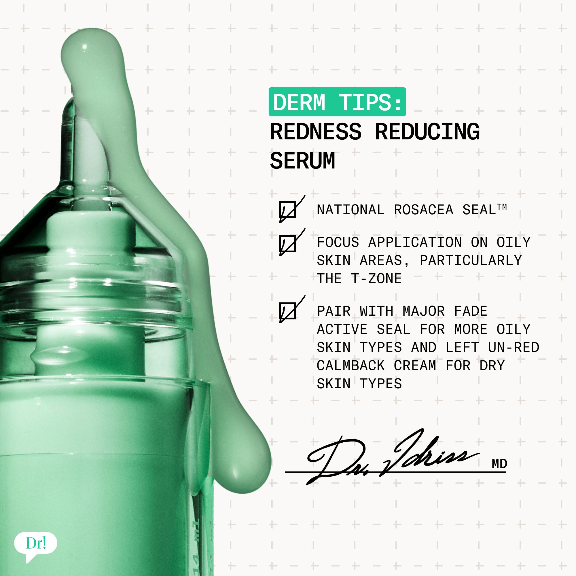 Left Un-Red Reducer Serum derm tips for redness-prone and sensitive skin